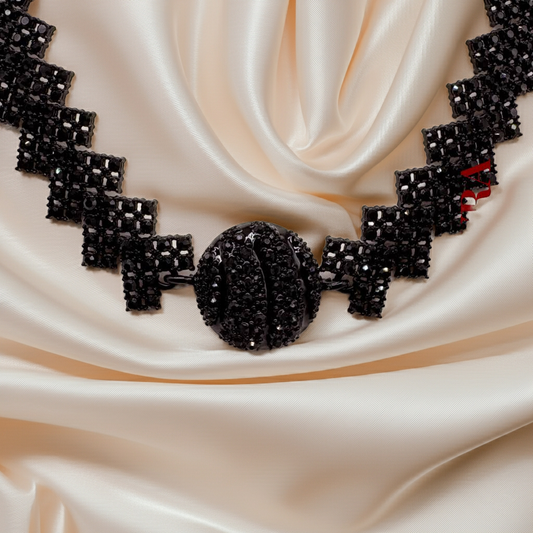 Black Crystal Pendant and Dangle Earring Set