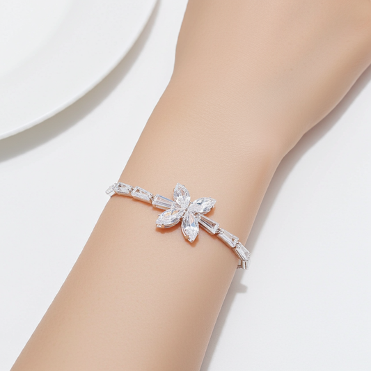 Butterfly Crystal Bracelet in Silver-Tone Finish