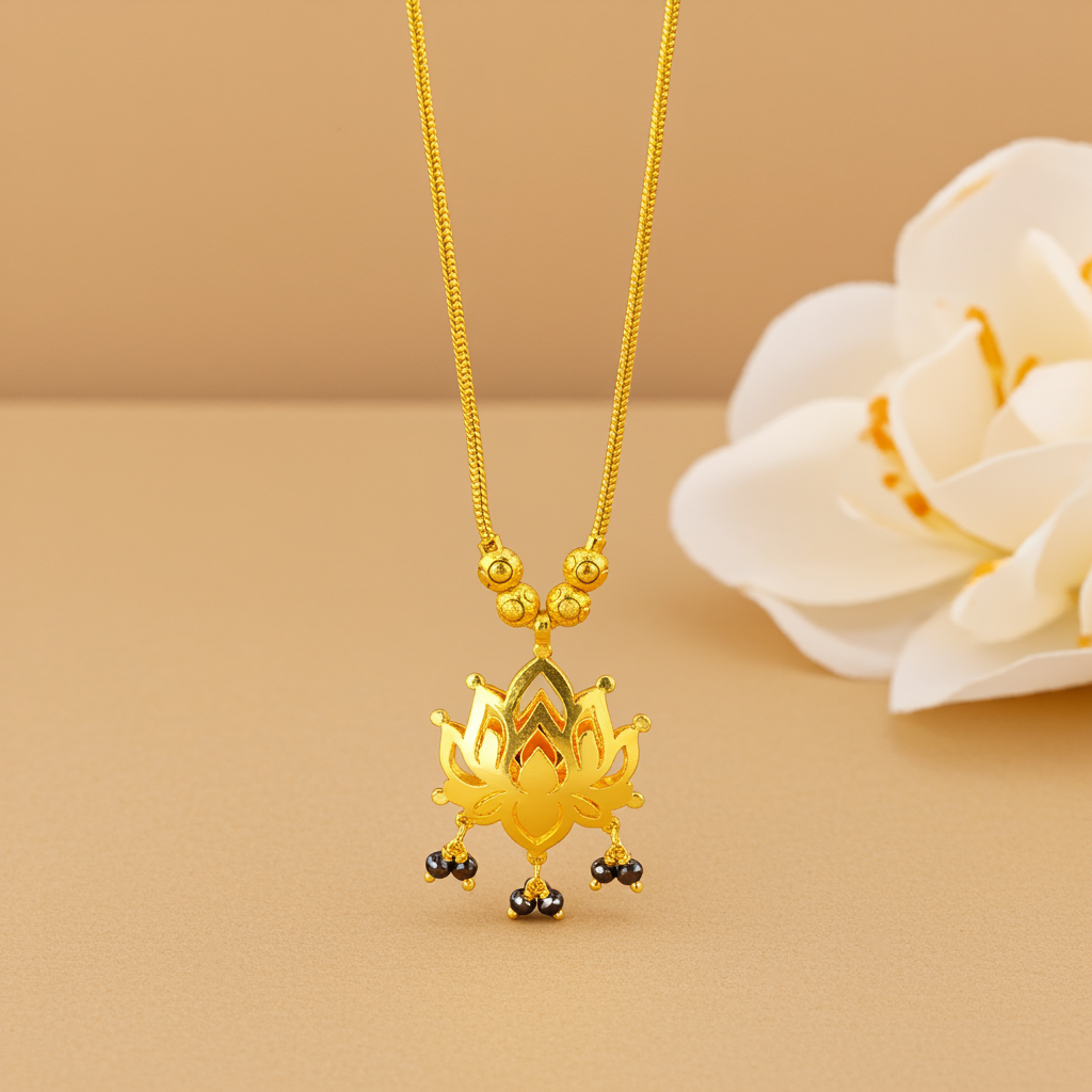 Gold Plated Lotus Pendant Necklace