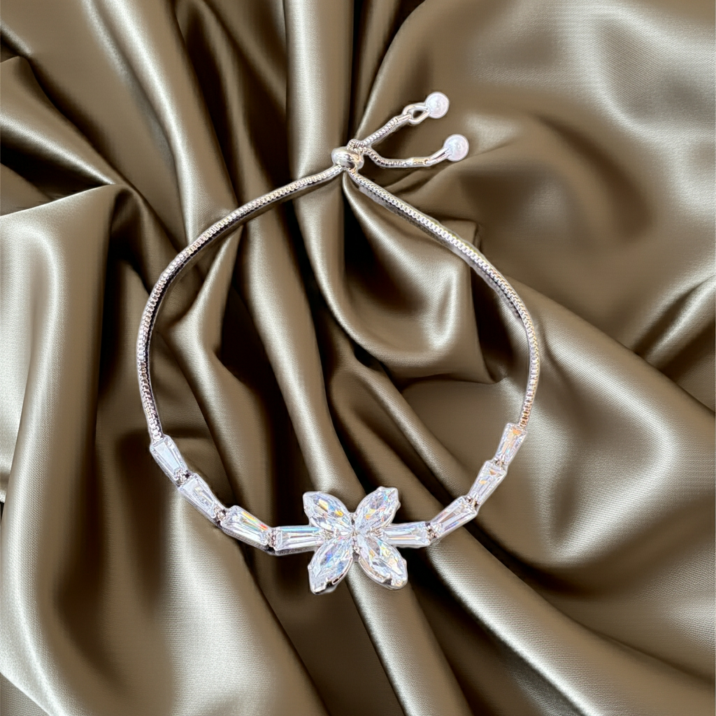 Butterfly Crystal Bracelet in Silver-Tone Finish