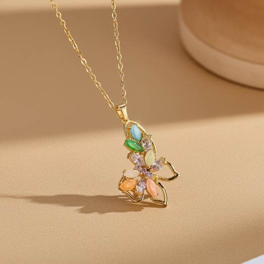Colorful Butterfly Pendant Necklace | Olyvra