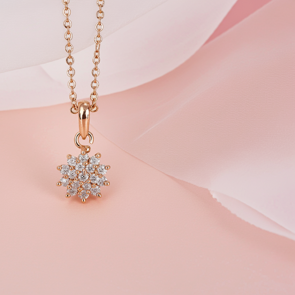 Elegant Floral Cluster Rose-gold Pendant | Olyvra