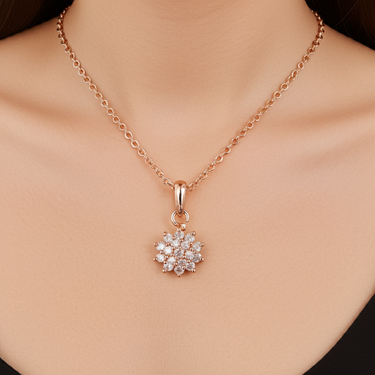 Elegant Floral Cluster Rose-gold Pendant | Olyvra