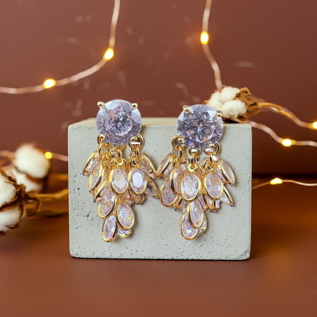 Elegant gold-plated drop earrings | Olyvra