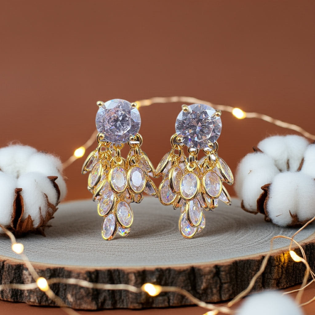 Elegant gold-plated drop earrings | Olyvra