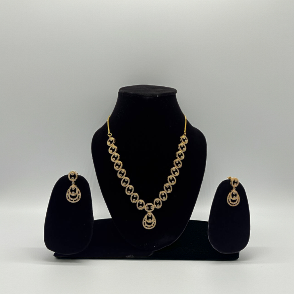Gold Finish AD Stone Necklace Set  - OLYVRA