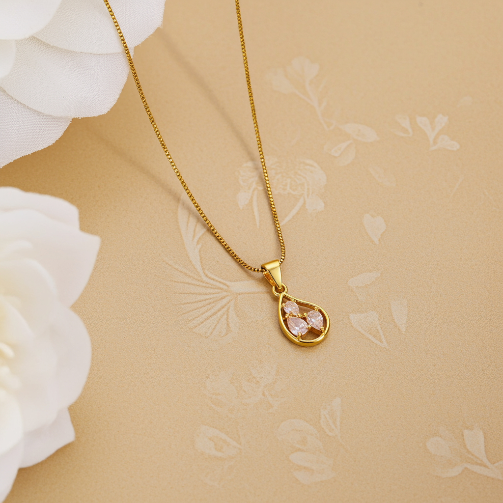 Gold Plated Teardrop Pendant Necklace