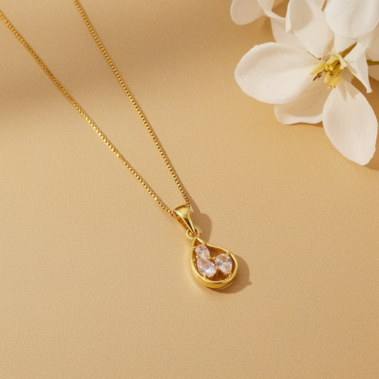 Gold Plated Teardrop Pendant Necklace