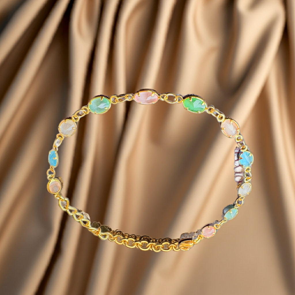 Gold-Plated Multicolor Crystal Hand Chain