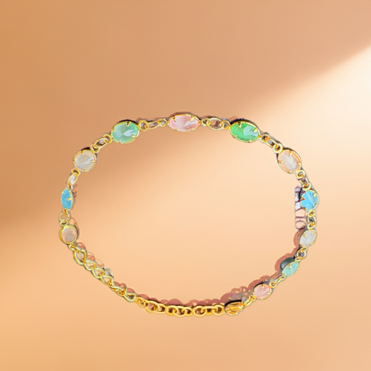 Gold-Plated Multicolor Crystal Hand Chain