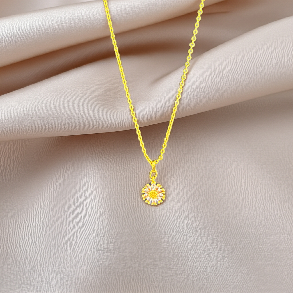 Golden Daisy Charm Pendant |Olyvra