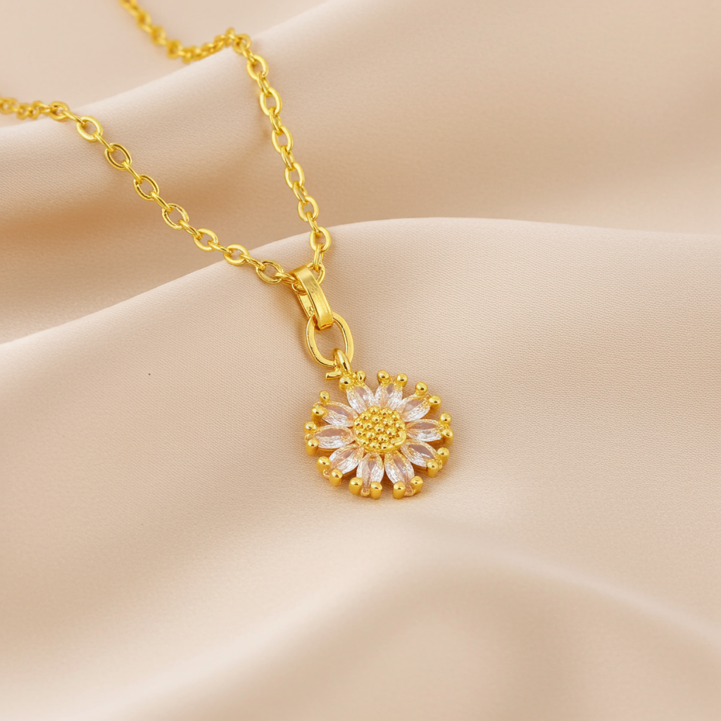 Golden Daisy Charm Pendant |Olyvra