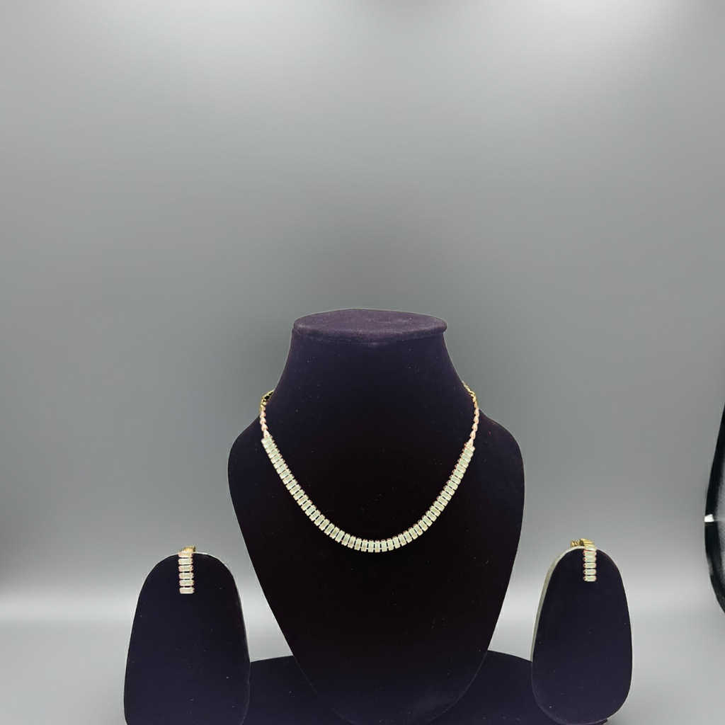 Mint Green Stone Necklace Set | Olyvra
