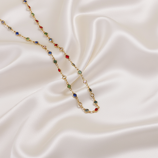 Multicolor Stone Pendant  Gold-Tone Finish |Olyvra