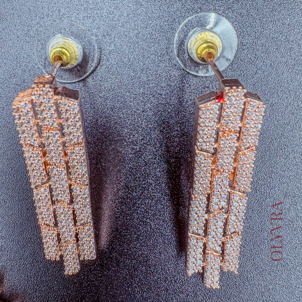 Sparkling AD Necklace with Matching Earrings – Rose Gold Finish | Olyvra