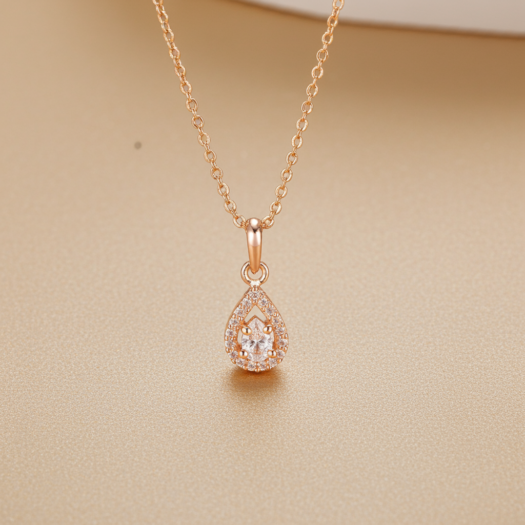 Rose Gold Teardrop Pendant | Olyvra