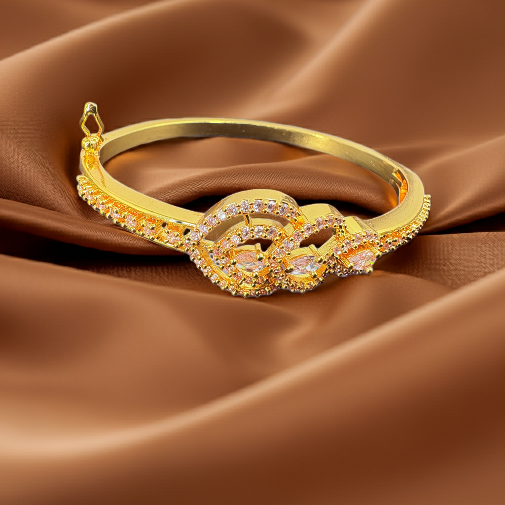 Gold-Plated Openable Stone Bangle