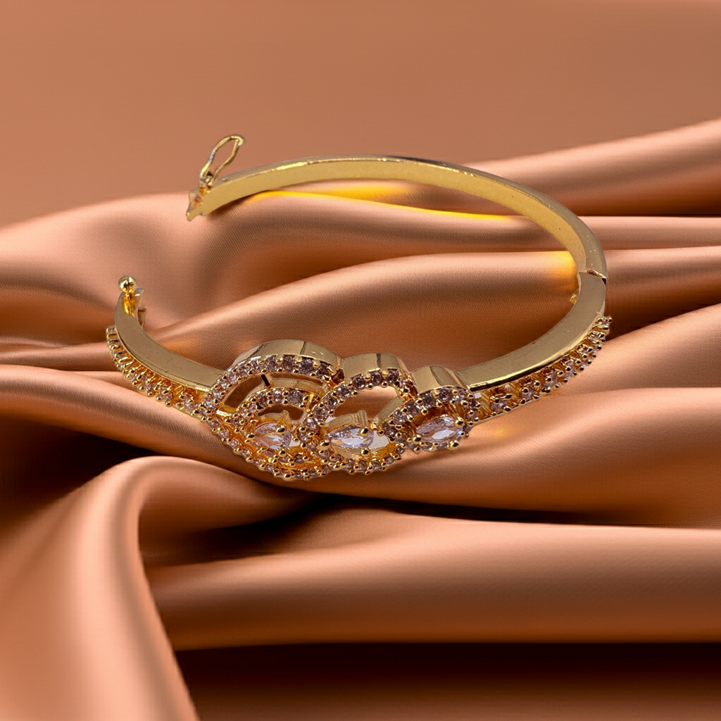 Gold-Plated Openable Stone Bangle