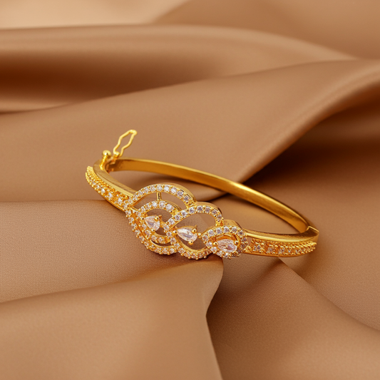 Gold-Plated Openable Stone Bangle