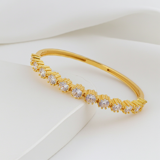 Gold-Plated Crystal Open Bangle