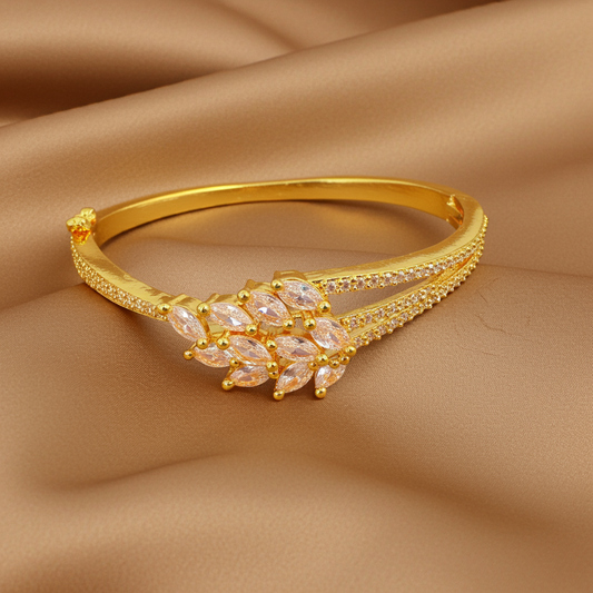 Gold-Plated Openable Stone Bangle