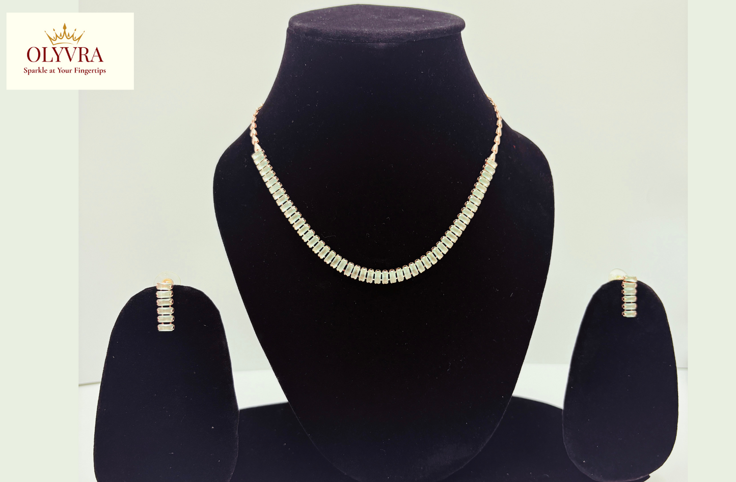 Mint Green Stone Necklace Set | Olyvra