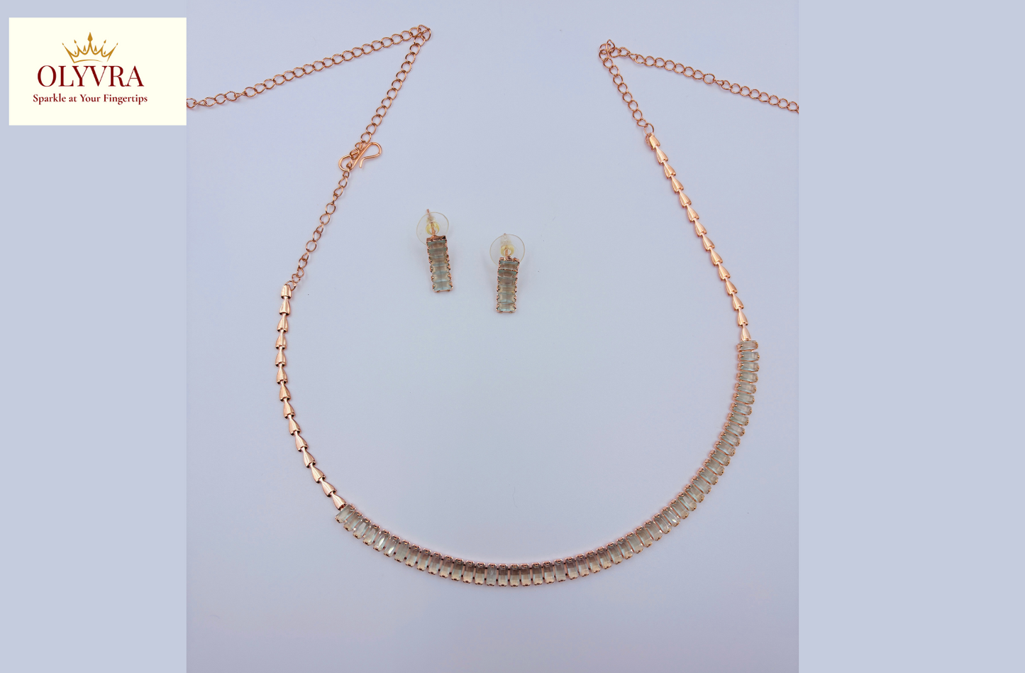 Mint Green Stone Necklace Set | Olyvra