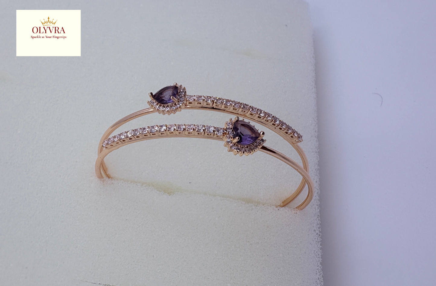 Rose gold-plated open bangle |Olyvra