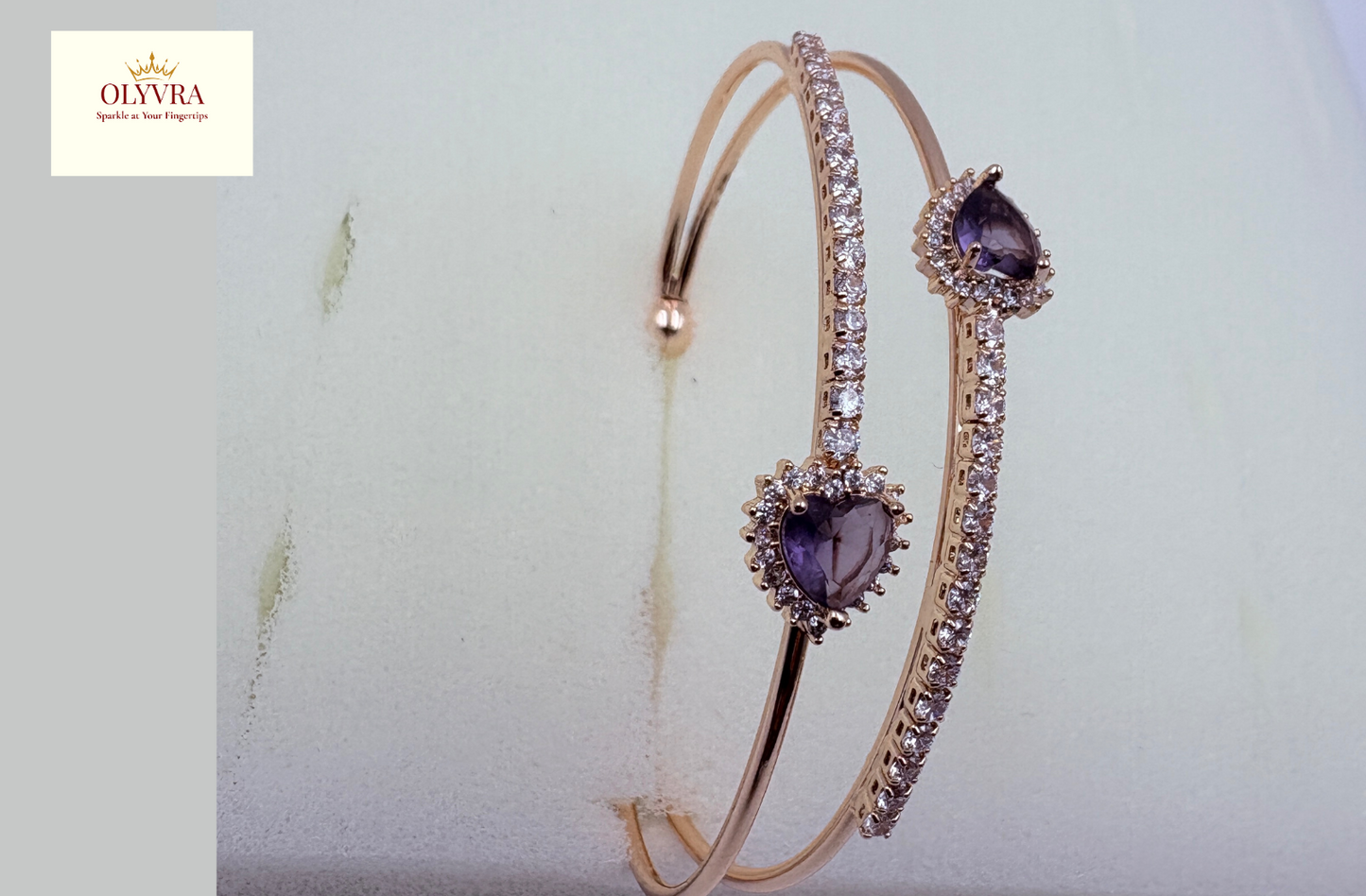 Rose gold-plated open bangle |Olyvra