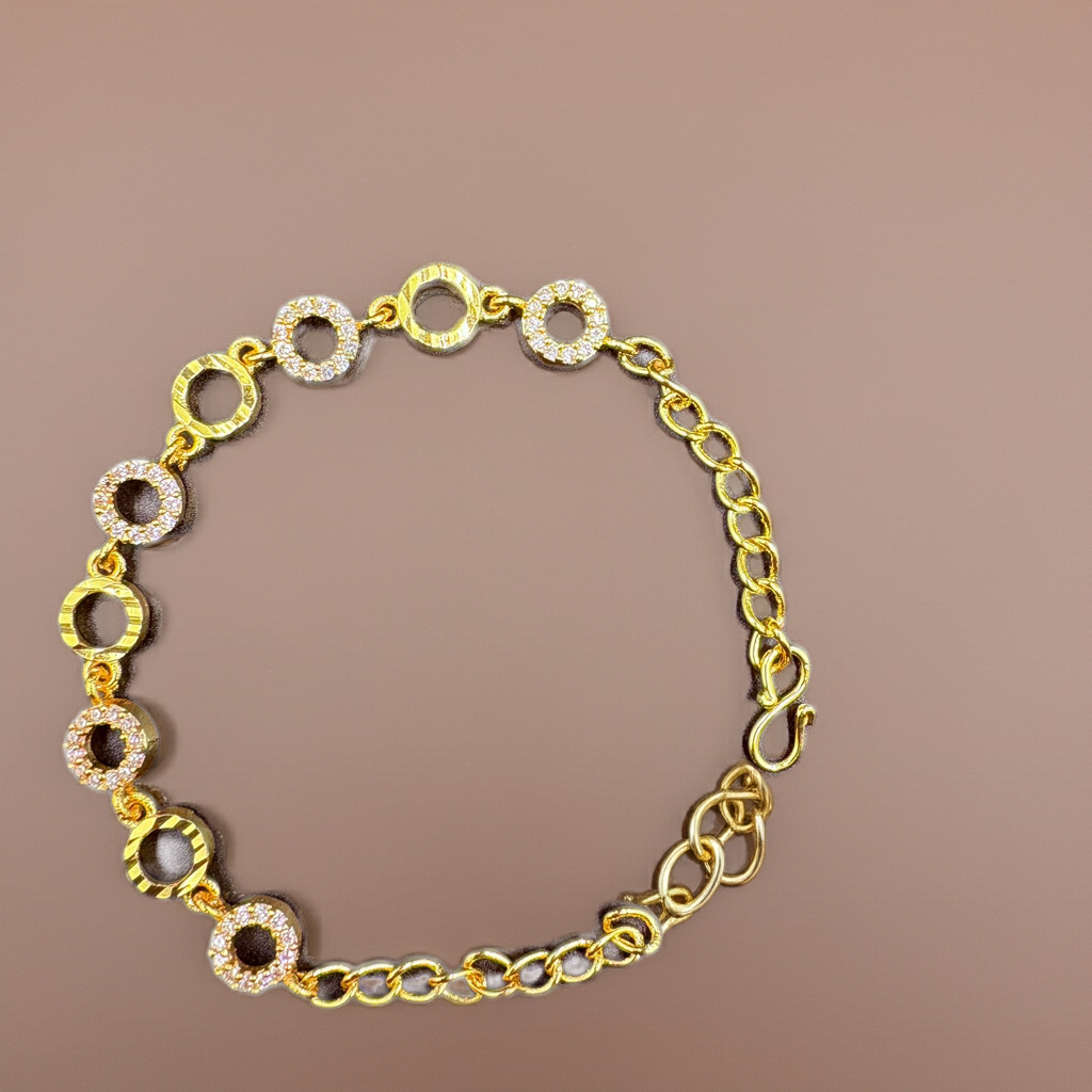 Gold-Plated Crystal Circle Link Bracelet – 6 Inch