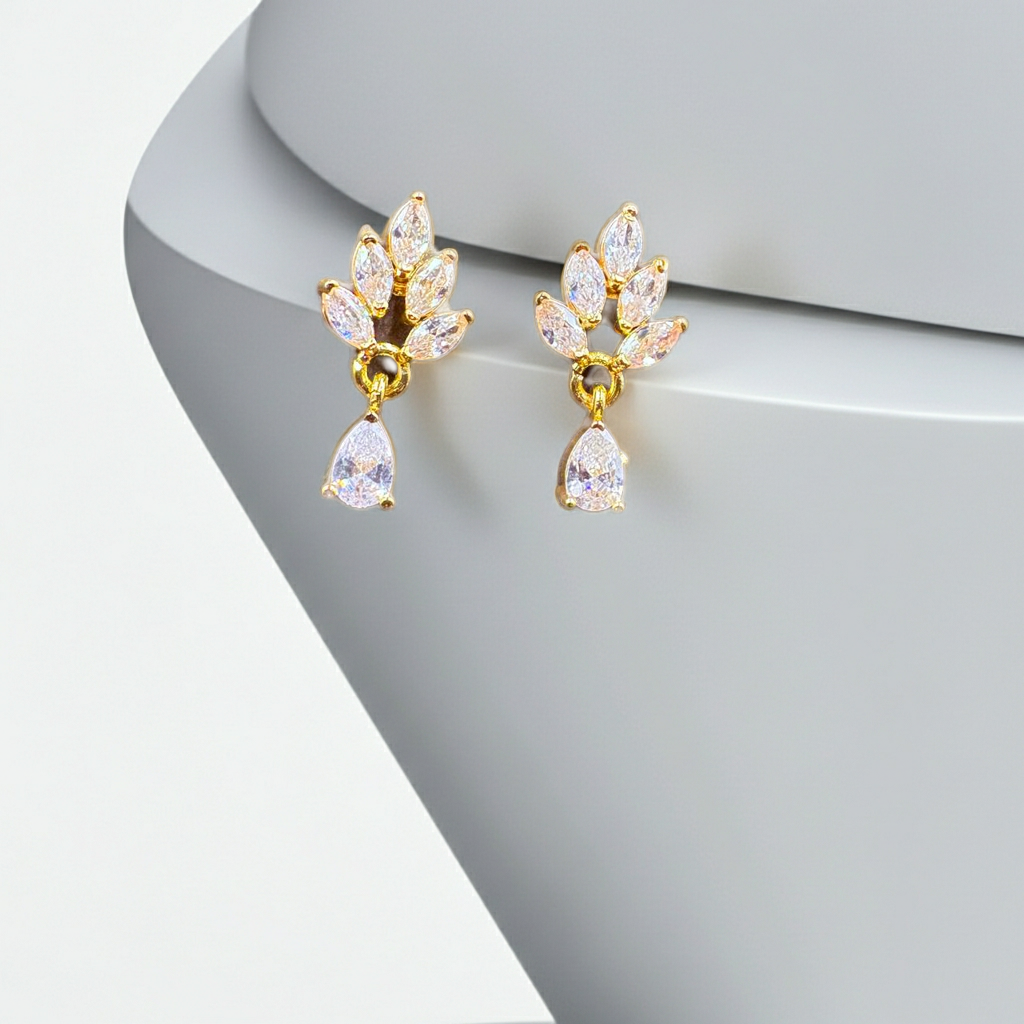 Classic Sparkle Gold-Plated AD Drop Earrings