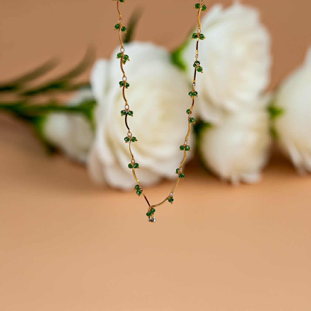 Elegant Gold & Peridot Delicate Link Necklace