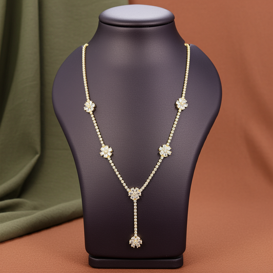 Elegant Gold-Plated Long AD Stone Necklace OLYVRA