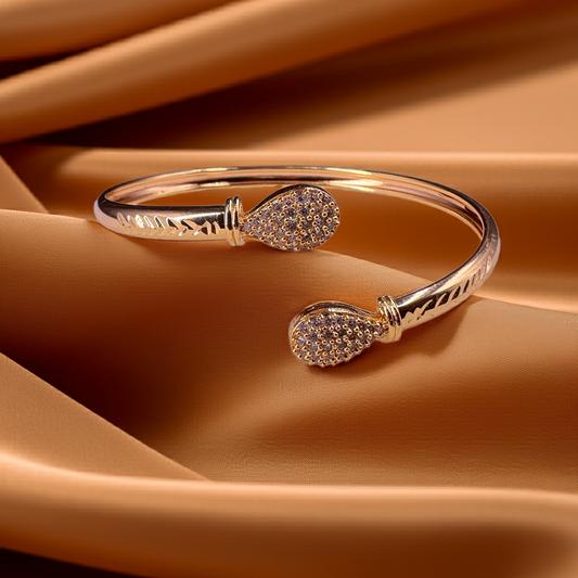 Dazzling Teardrop Crystal Cuff Bangle