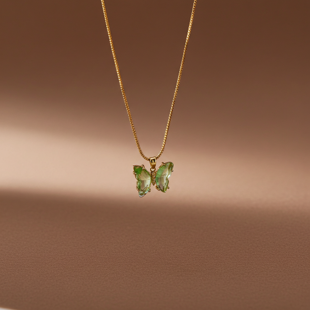 Green Butterfly Pendant Necklace