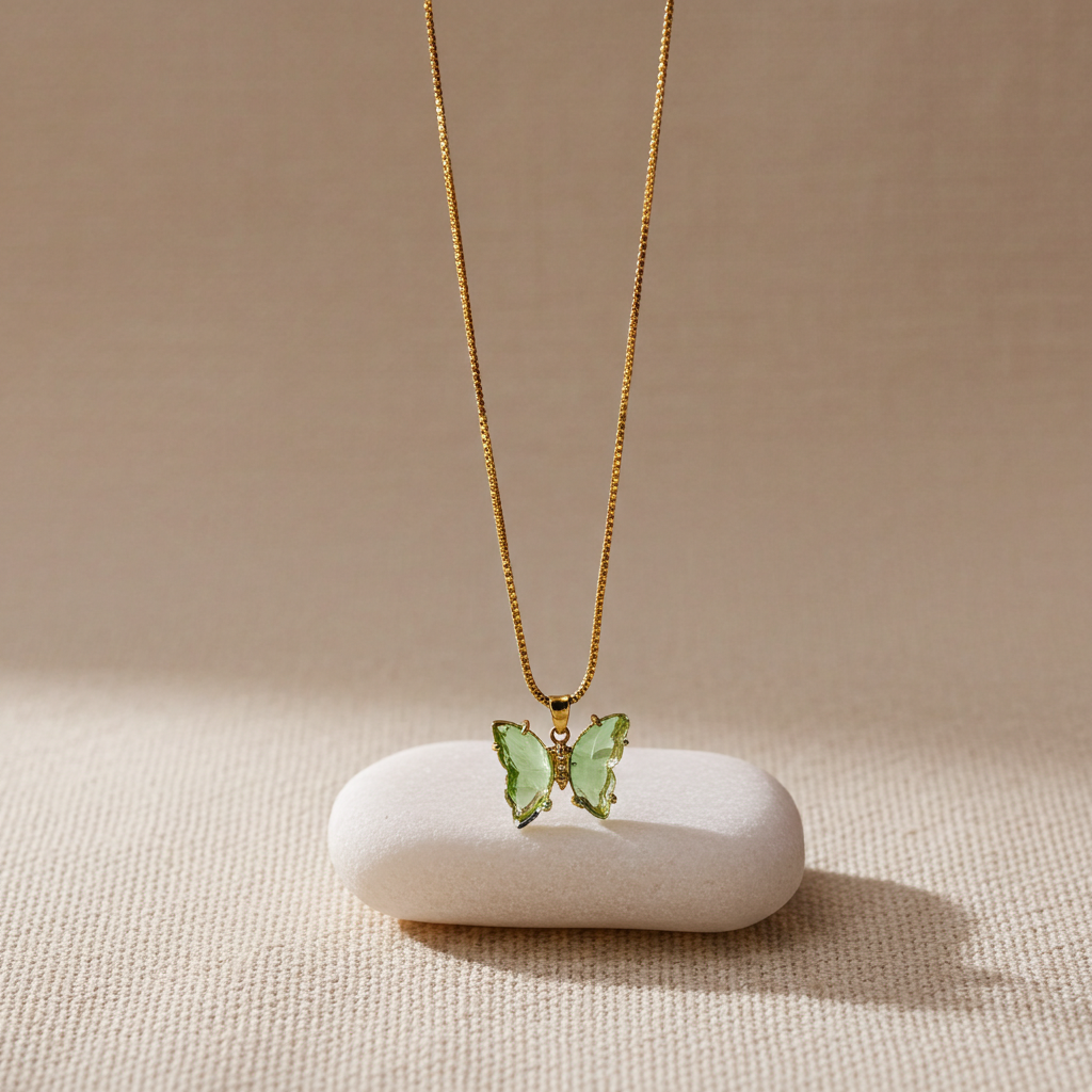Green Butterfly Pendant Necklace