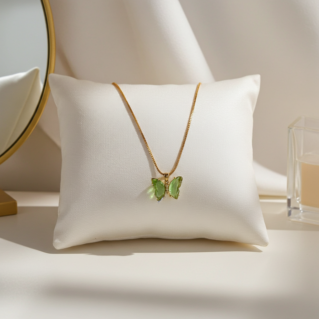 Green Butterfly Pendant Necklace