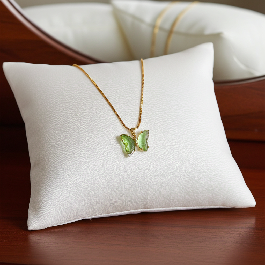 Green Butterfly Pendant Necklace