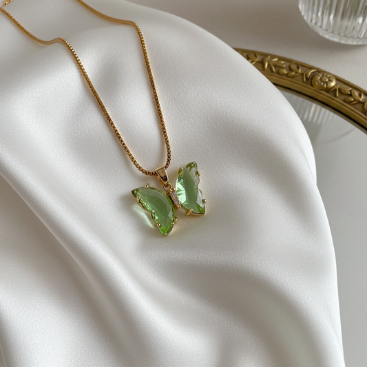 Green Butterfly Pendant Necklace
