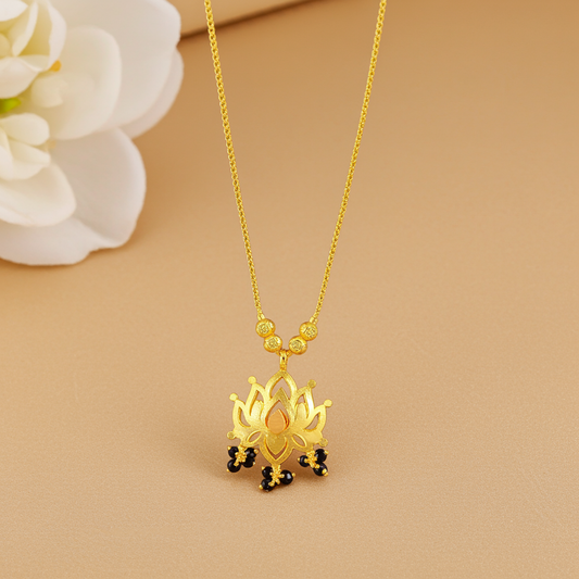 Gold Plated Lotus Pendant Necklace