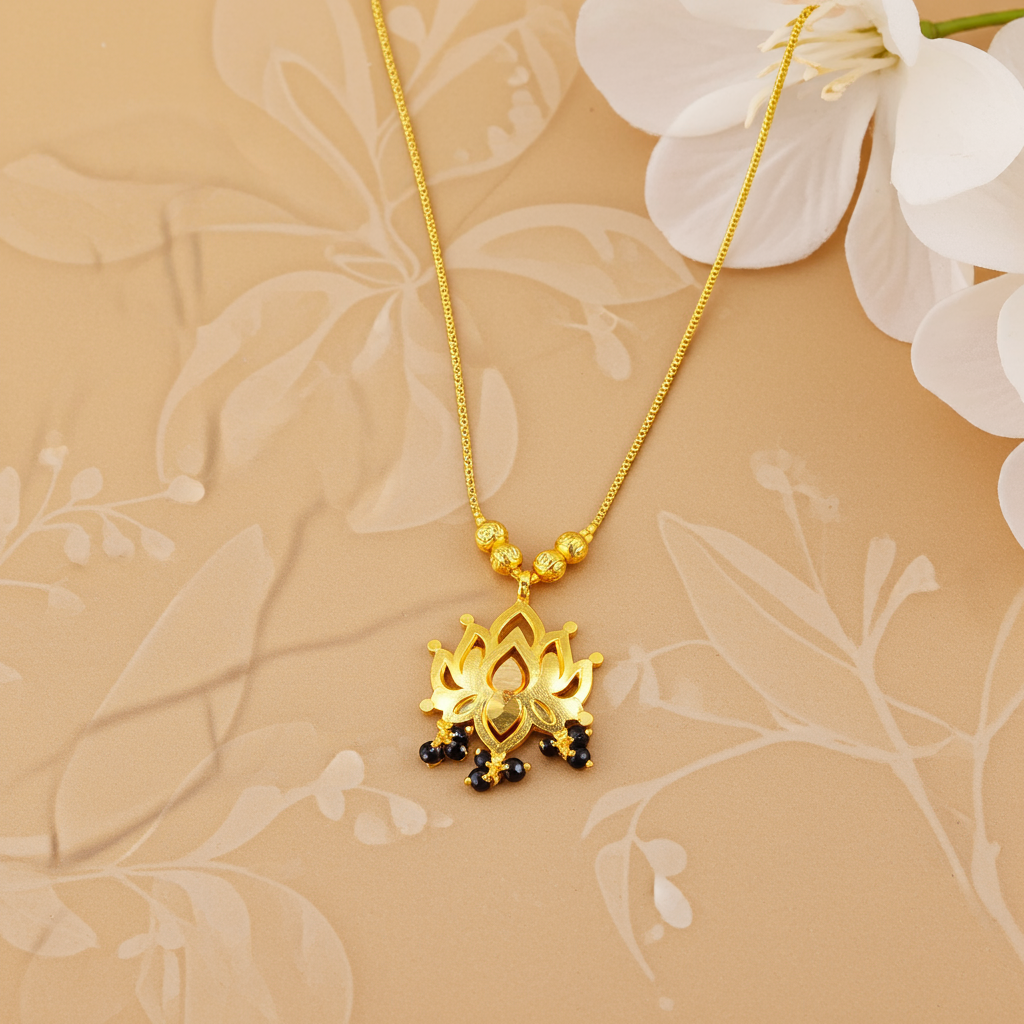 Gold Plated Lotus Pendant Necklace
