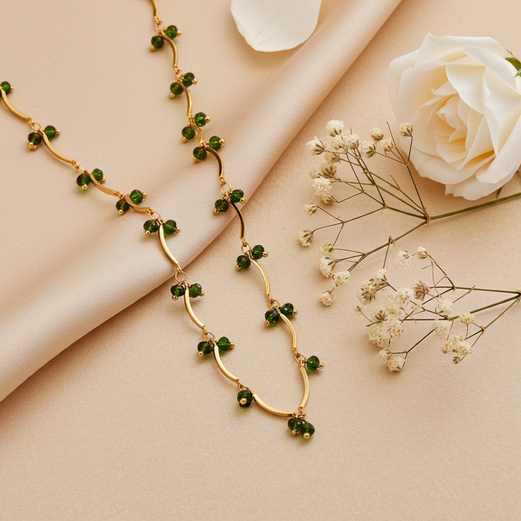 Elegant Gold & Peridot Delicate Link Necklace